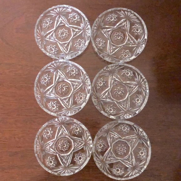 Vintage 1960’s Precut Clear by ANCHOR HOCKING Coaster Set of 6 - Picture 2 of 5